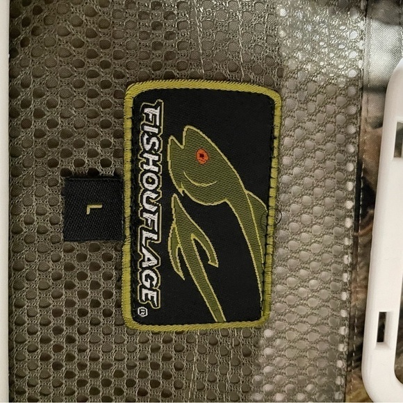 Men's Fishouflage Camo Vented Anglers Long Sleeve Shirt Bass Moss Size Large - Picture 12 of 13